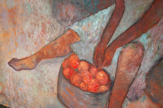 Sweet peaches - Large Original Faceless Woman Figurative Painting