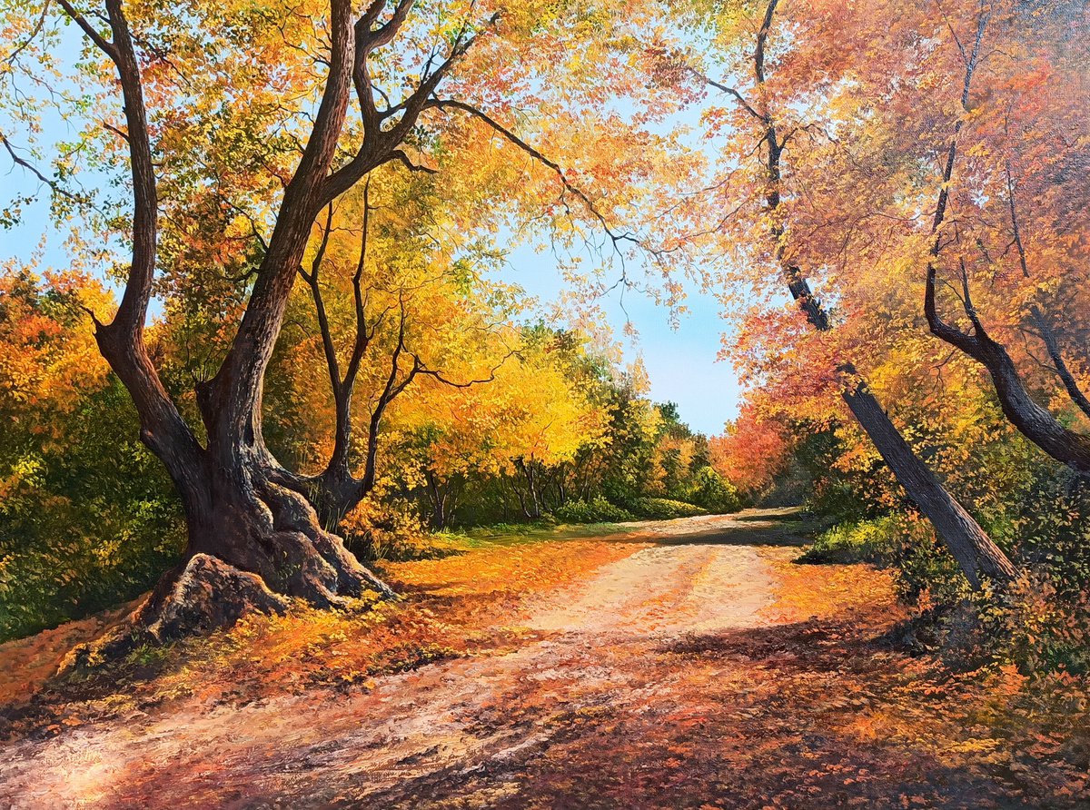 Autumn in a forest (60x80cm, oil painting, ready to hang) by Sergei Miqaielyan