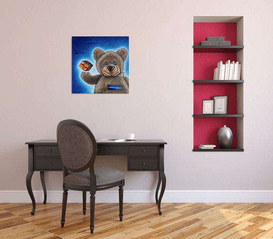 "The Little Bear Discovers The Secret" - New Preston M. Smith (PMS) Oil Painting