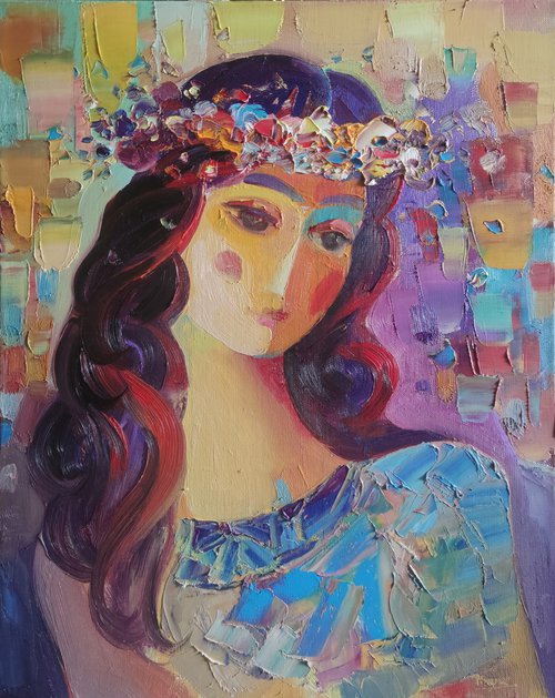Portrait 40x50cm ,oil/canvas, abstract portrait by Hayk Miqayelyan