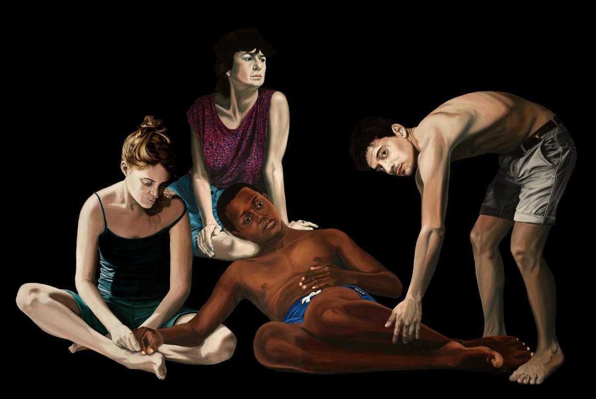 Photorealistic Portrait Oil Painting By Nicolas Maureau, 77 X 51", La Deploration, Original Artwork