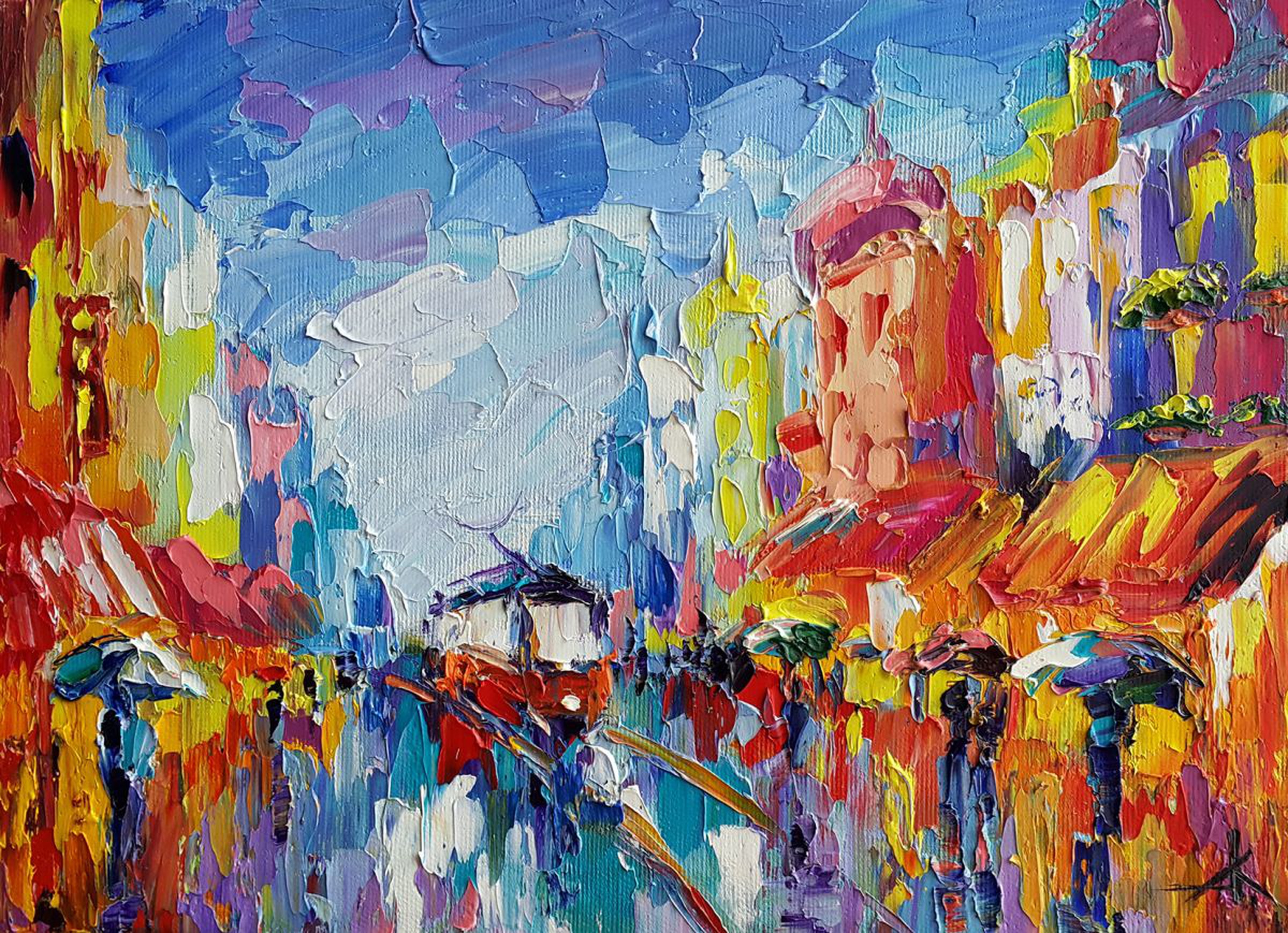 Lonely Trolleybus Painting Cityscape Landscape Artfinder