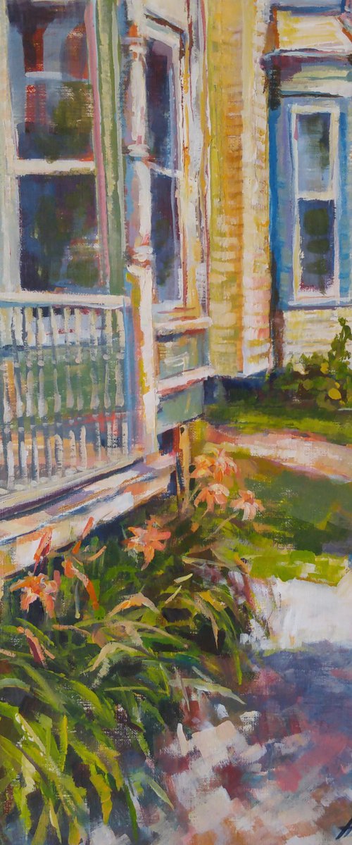 Pavement lilies ( 12x16x0.1'' ), Original acrylic on canvas paper painting by Alexander Koltakov