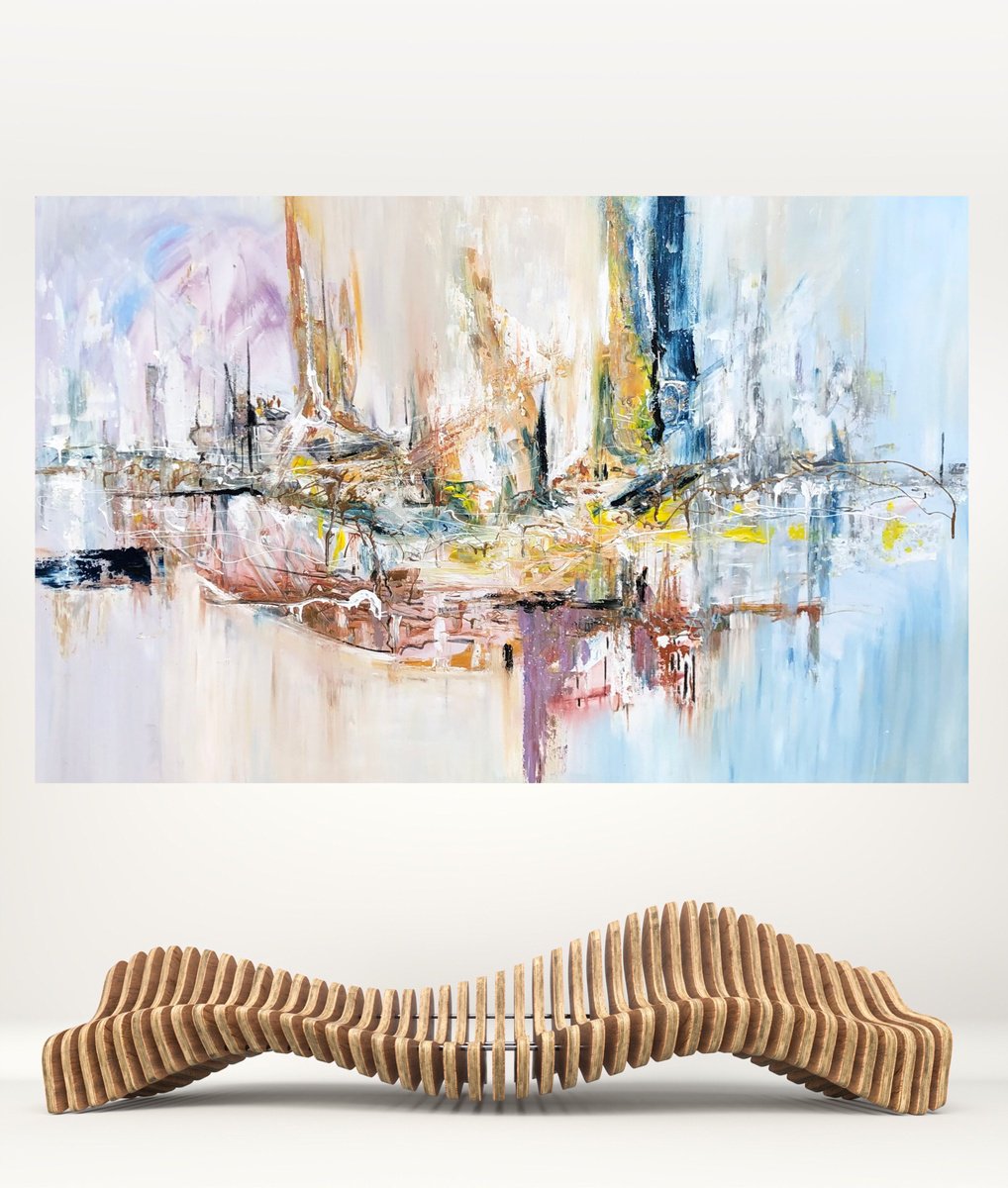 Abstract Painting By Snezana Djordjevic, 63 X 39", The Colors Of Our Sky-5, Original Artwork