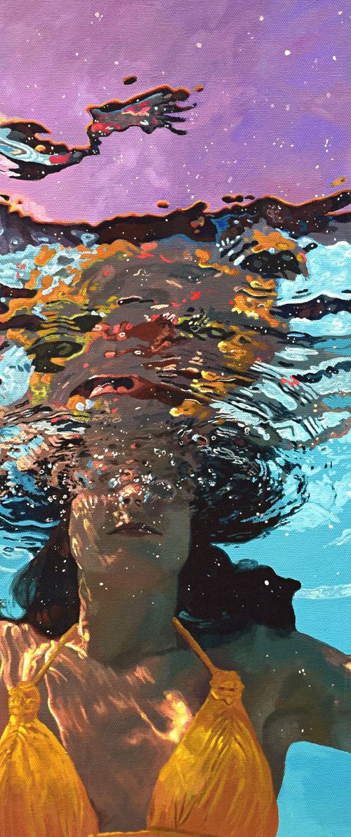 The Shallows - Swimming Painting by Abi Whitlock