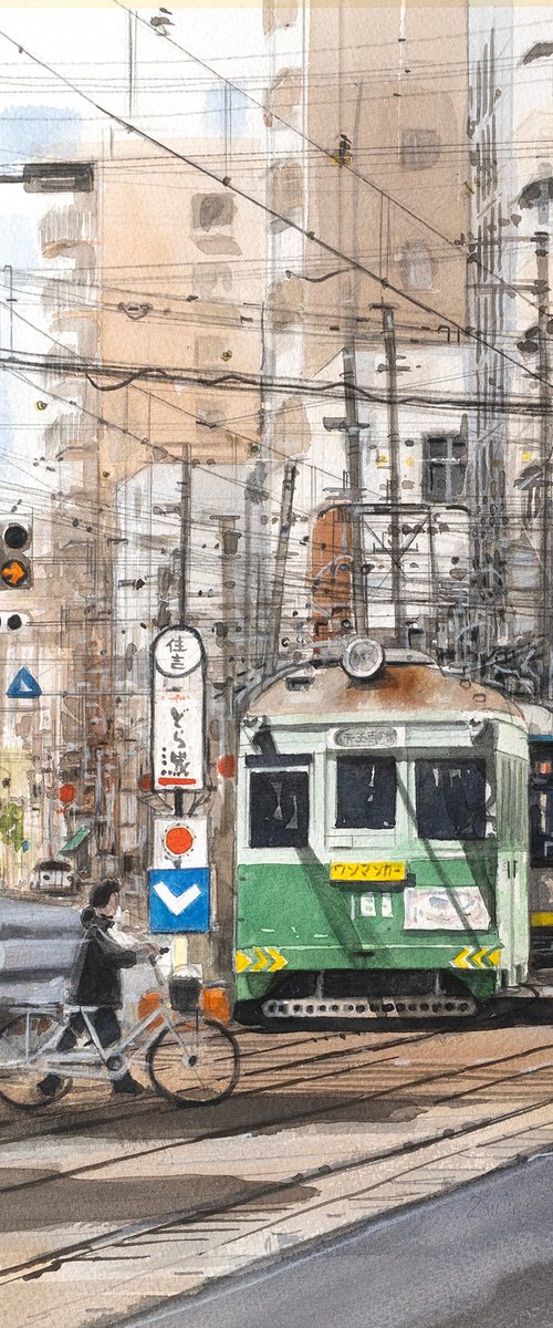 City Wires and Green Tram by Masato Watanabe