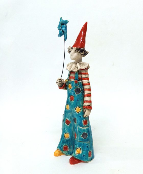 Carefree Clown with Pinwheel