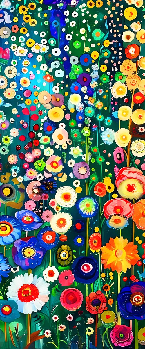 Klimt's garden. Colorful abstract floral painting with vivid flowers by BAST