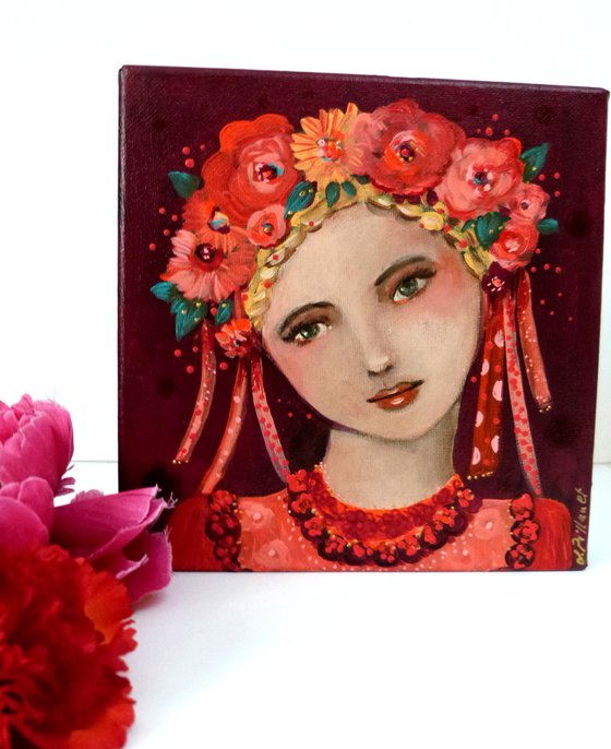 Sweet Elena. 20x20cm Portrait of a russian  blonde woman