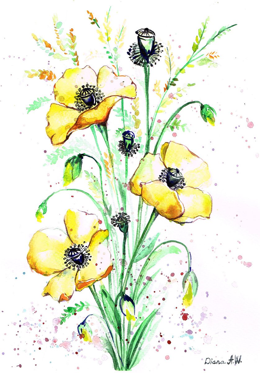 Yellow poppies by Diana Aleksanian