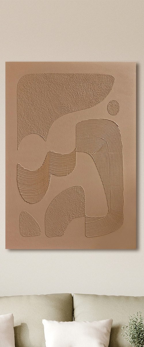 "Biege bay" Beige abstract acrylic art by Marine