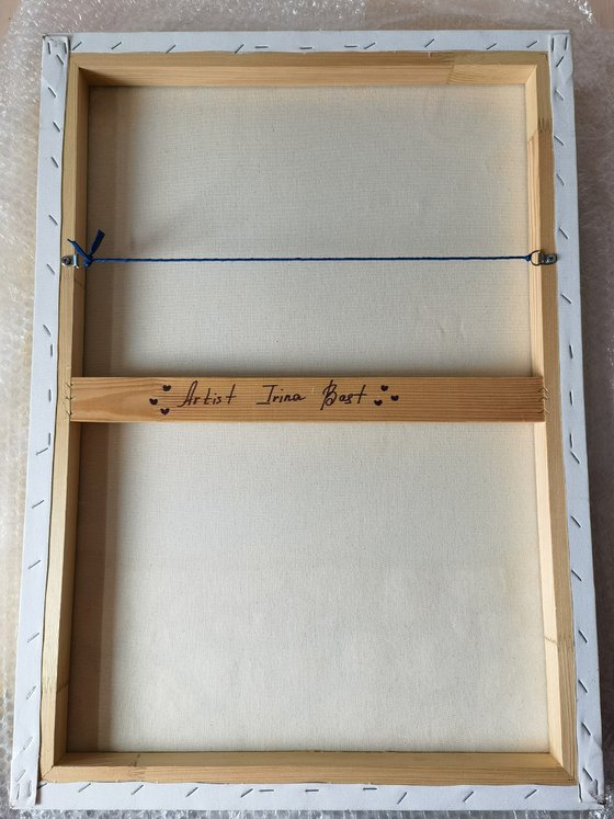 White horse in a red scarf