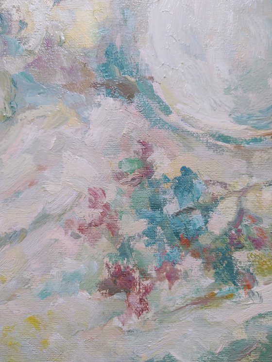 Bouquet Pansies. Original oil painting 2021