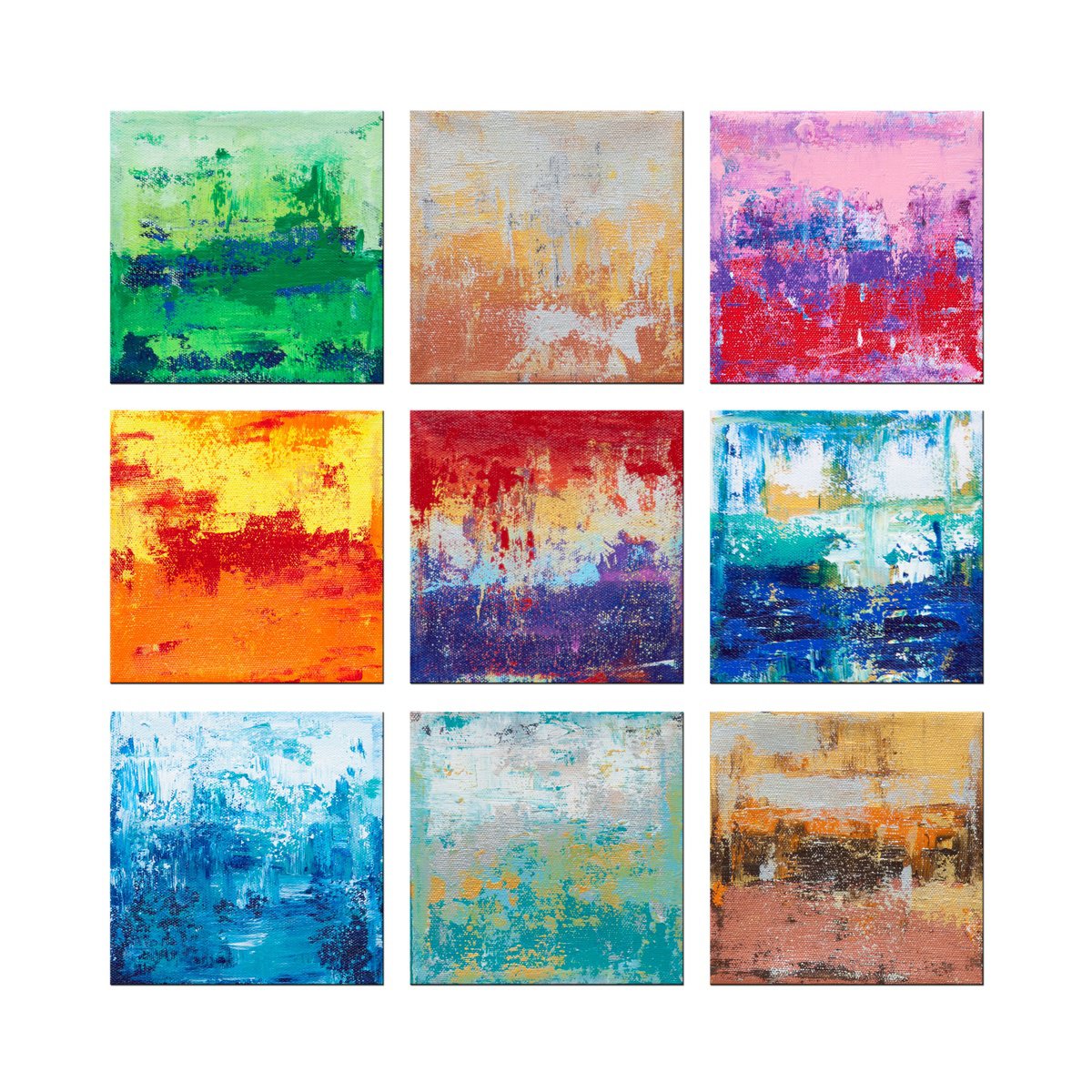 Abstract Painting By Hilary Winfield, 18 X 18, Modern Industrial Collection 3, Original Artwork