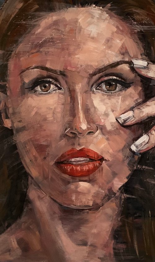 Female portrait oil painting figurative art by Emmanouil Nanouris