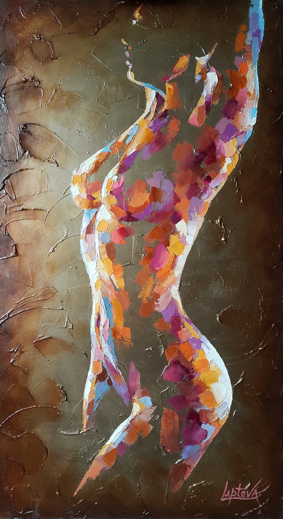 Painting Breath of love, nude girl, naked woman