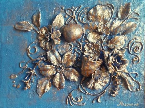 Flower bas-relief "Azure and Bronze"