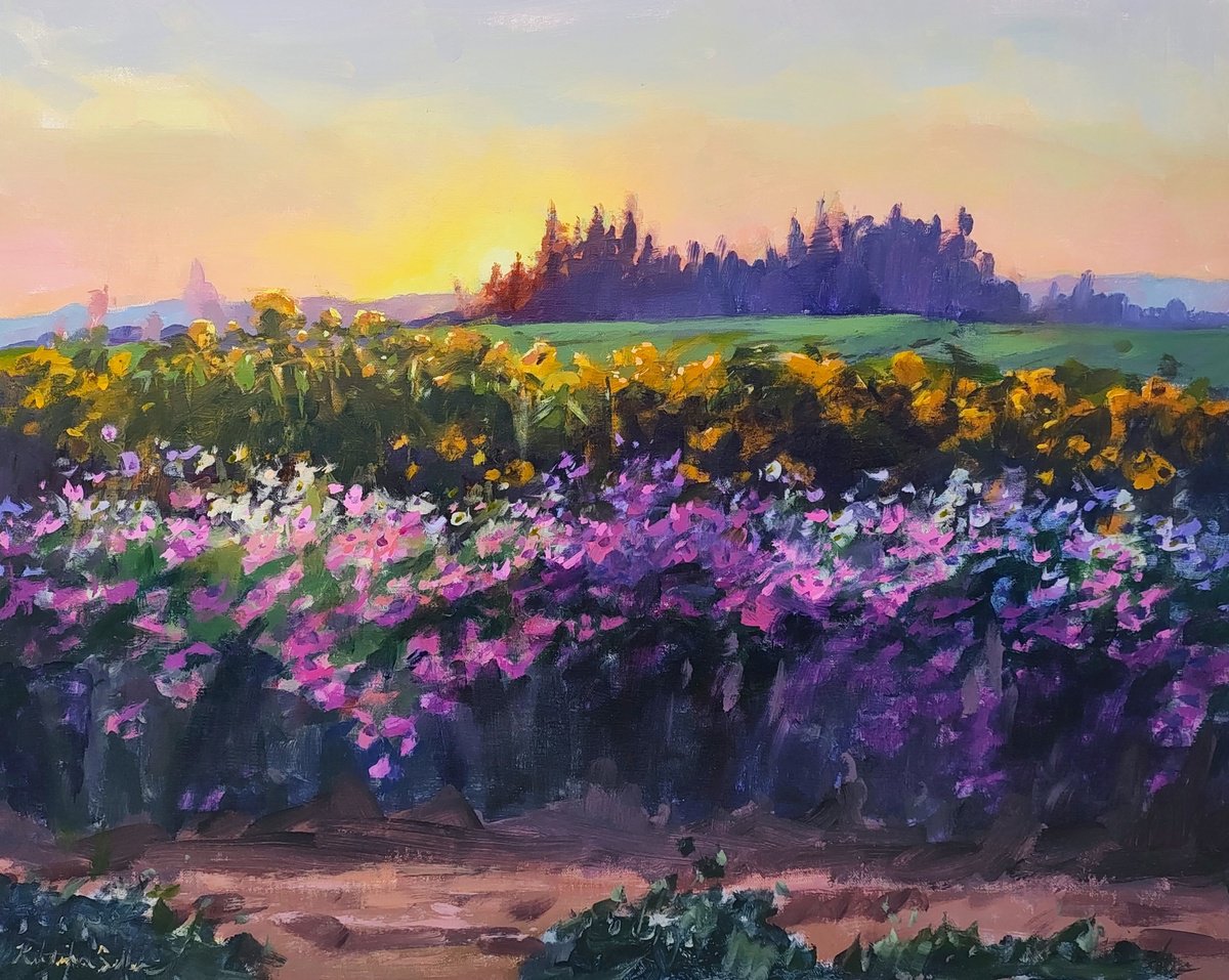 Impressionistic Landscape Acrylic Painting By Kristina Sellers, 20 X 16", Morning At Wooden Shoe, Original Artwork