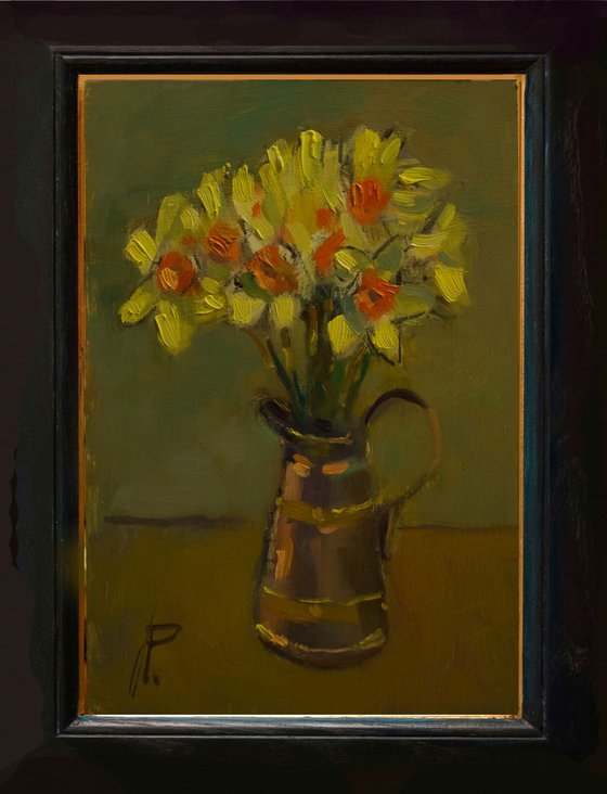 Daffodils in Copper Jug