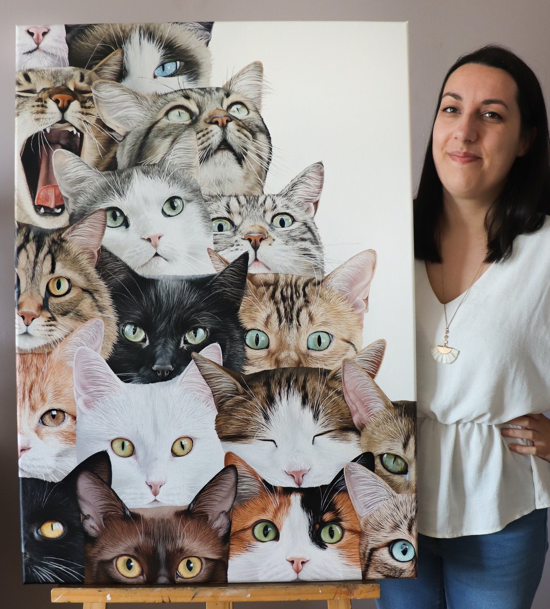 Photorealistic Animal Oil Painting By Milie Lairie, 26 X 36", Pyramide, Original Artwork