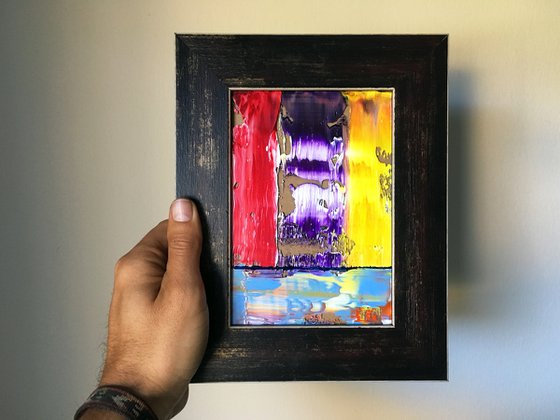 "Designs On You" - FREE SHIPPING to the USA - Original PMS Micro Painting On Glass, Framed - 7.5 x 9.5 inches