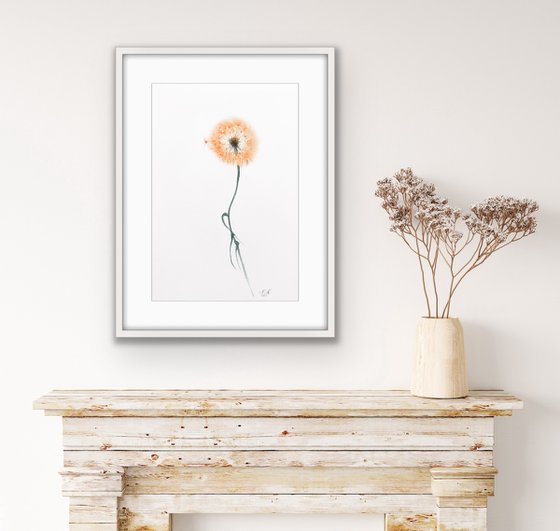 Dandelion. Floral shades. A series of abstract original watercolors in pastel colors.