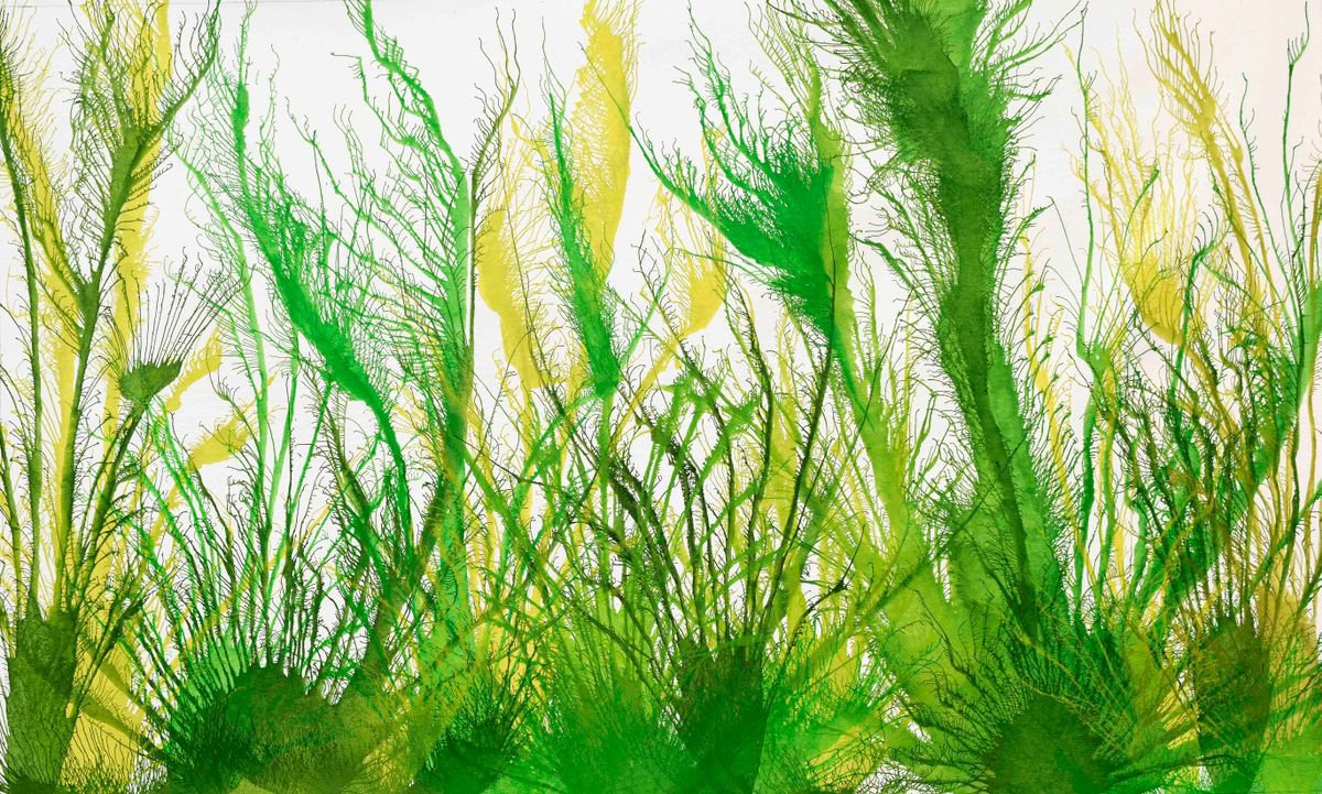 Abstract Acrylic Painting By Sumit Mehndiratta, 60 X 36", Exploflora Series No. 25, Original Artwork