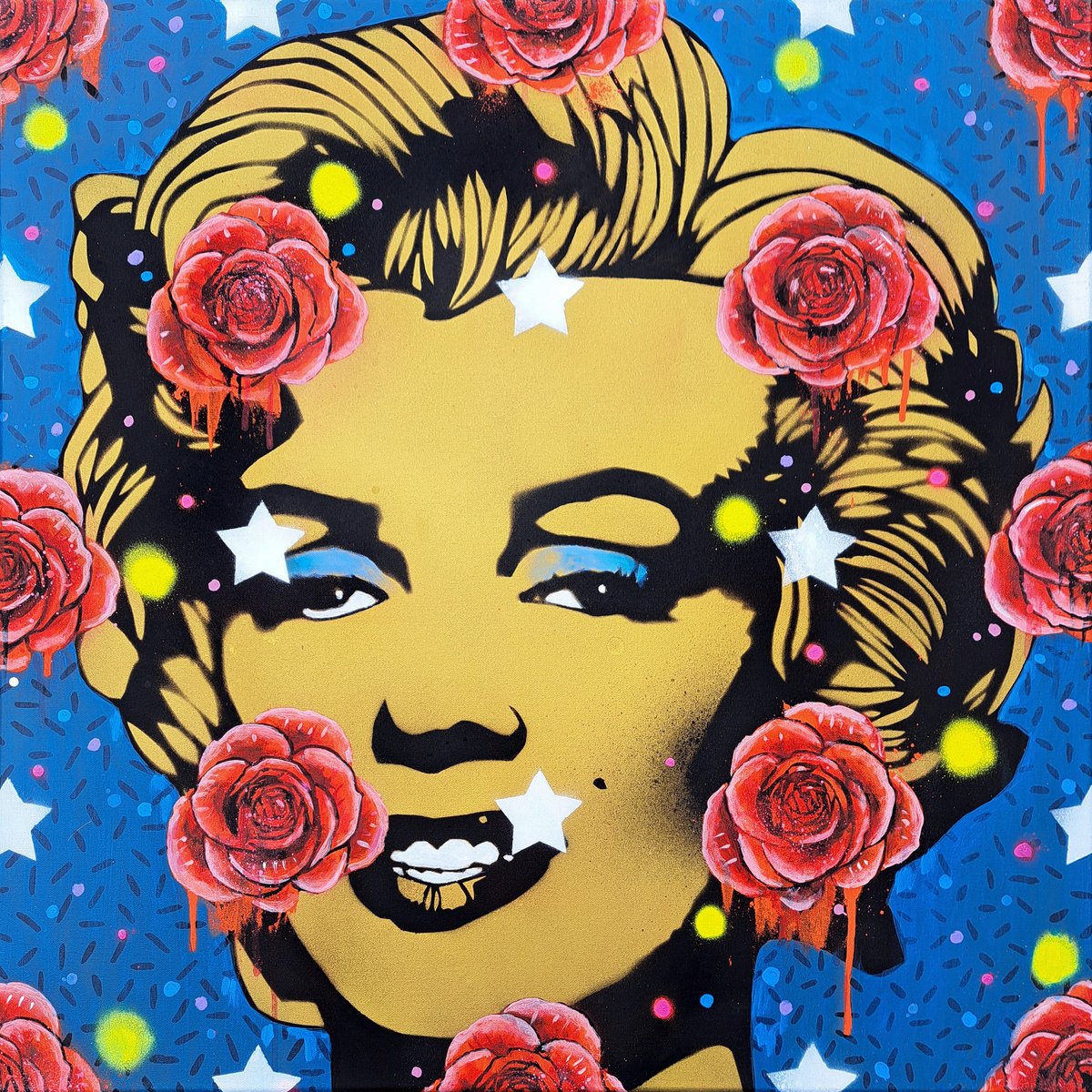 Urban And Pop Portrait Acrylic Painting By Copyright, 31 X 31, Marilyn Golden Icon, Original Artwork