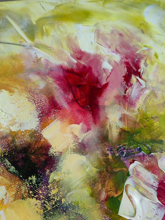 "Euphoria I" from "Colours of Summer" collection, abstract flower painting