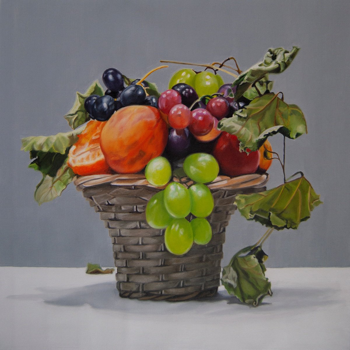 Photorealistic Still Life Oil Painting By Simona Tsvetkova, 20 X 20", Autumn Fruits, Original Artwork
