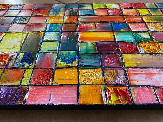 "Taste The Rainbow" - Original PMS Oil Painting On Reclaimed Wood - 28 x 12 inches