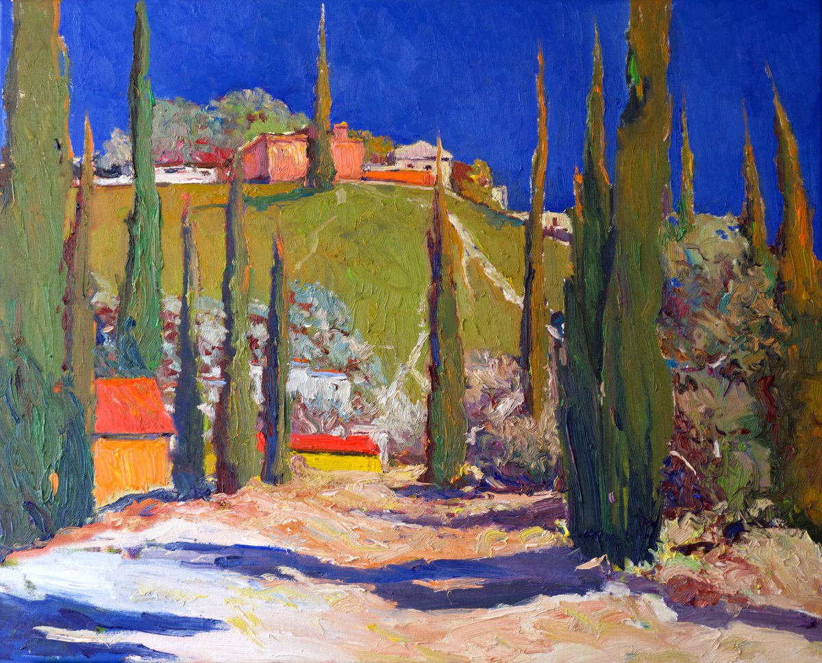 Cypress Trees, Mediterreanean By Suren Nersisyan, 30 X 24, Artwork For Sale On Artfinder