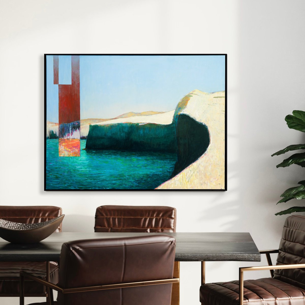 Impressionistic Landscape Oil Painting By Bo Kravchenko, 41 X 31, Tropical Asberg, Original Artwork