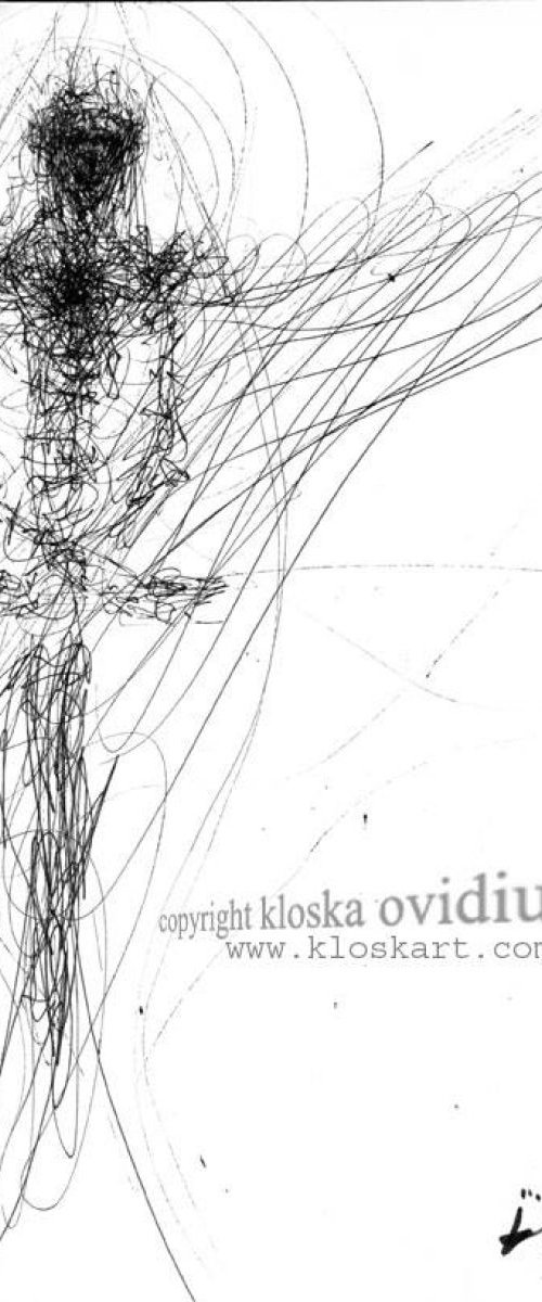 SUPERBE SPONTANE INK DRAWING ANGEL THEME BY MASTER KLOSKA COLLECT IT RISING ART by Kloska Ovidiu