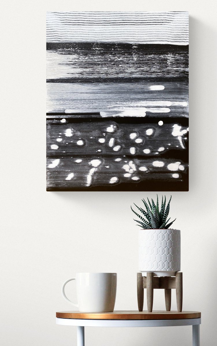 Abstract Acrylic Painting By Cristina Dalla Valentina, 16 X 20, Winter Night /1, Original Artwork