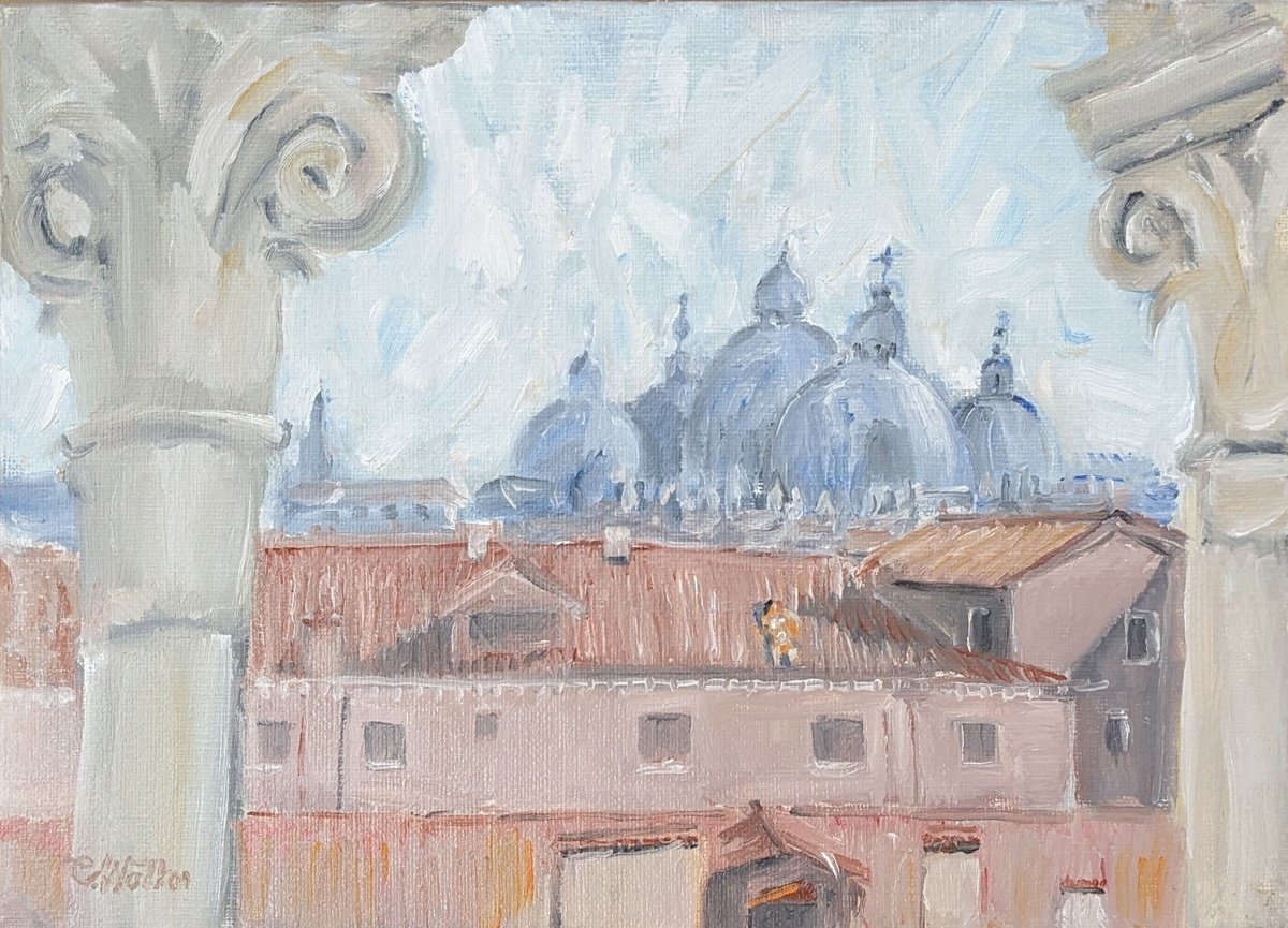 Impressionistic Landscape Oil Painting By Chris Walker, 13 X 9, From The Top Of The Stairs, Original Artwork