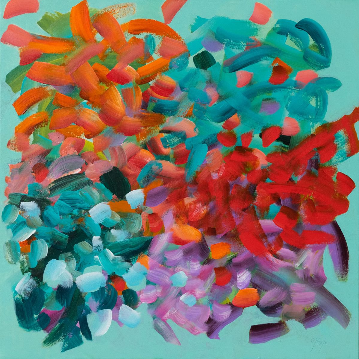 Effervescence 4 - Original acrylic square painting on canvas - Ready to hang by Chantal Proulx