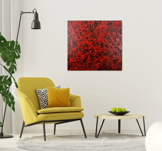 Extra large abstract artwork  (red and black)