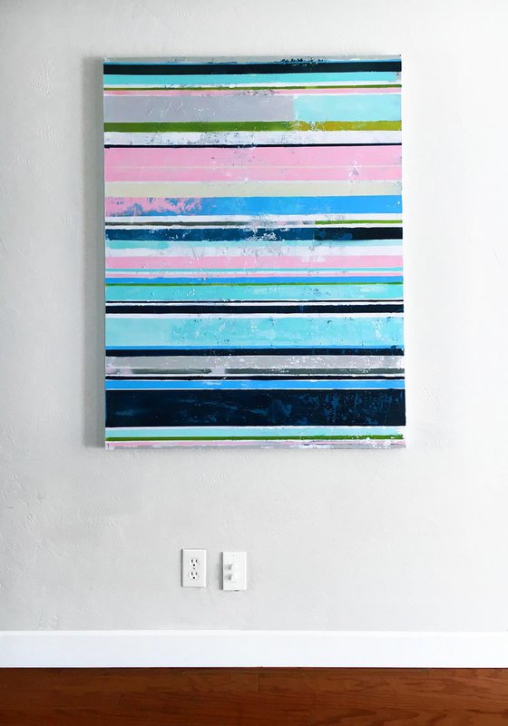 Stripes Painting 48x36" Abstract Art by Bo Kravchenko