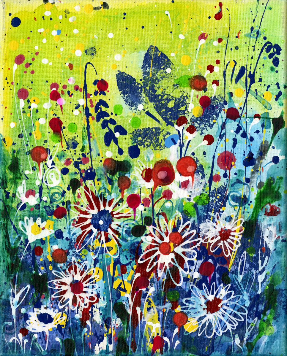 Meadow Of Happiness 2  - Meadow Flower Painting  by Kathy Morton Stanion by Kathy Morton Stanion