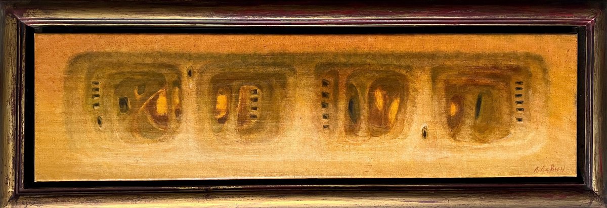 Abstract Oil Painting By Alexander Levich, 37 X 13, Catacomb Of Callixtus, Original Artwork