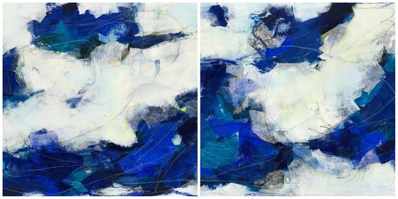 Coming Up For Air - Large, contemporary diptych