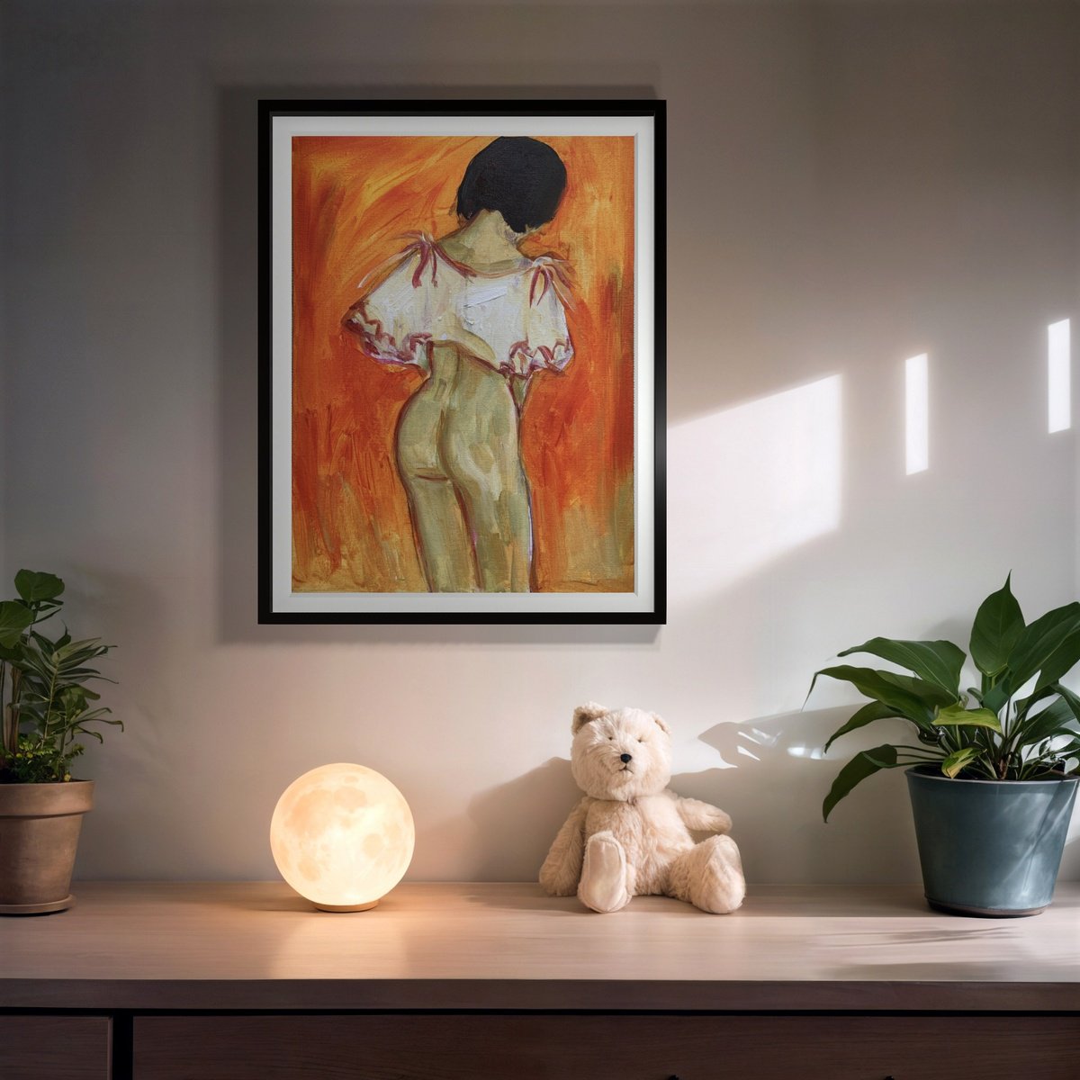 Impressionistic Portrait Acrylic Painting By Olga Pascari, 12 X 16", Woman Body, Original Artwork