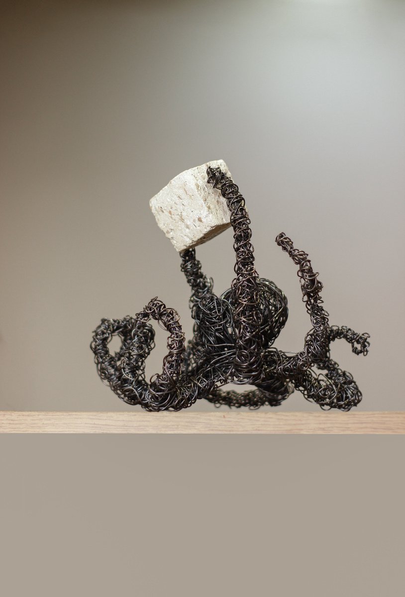 Expressive Animal Sculpture By Karen Axikyan, 9 X 8", White Square, Original Artwork