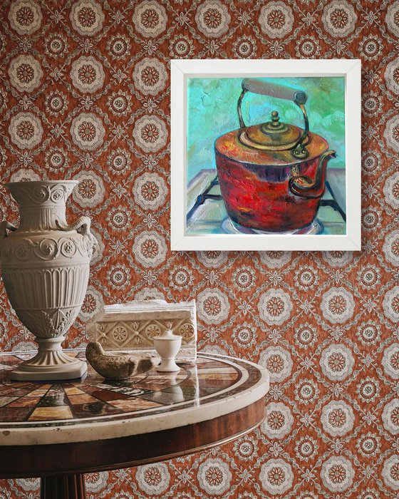 Brass Kettle on Stove
