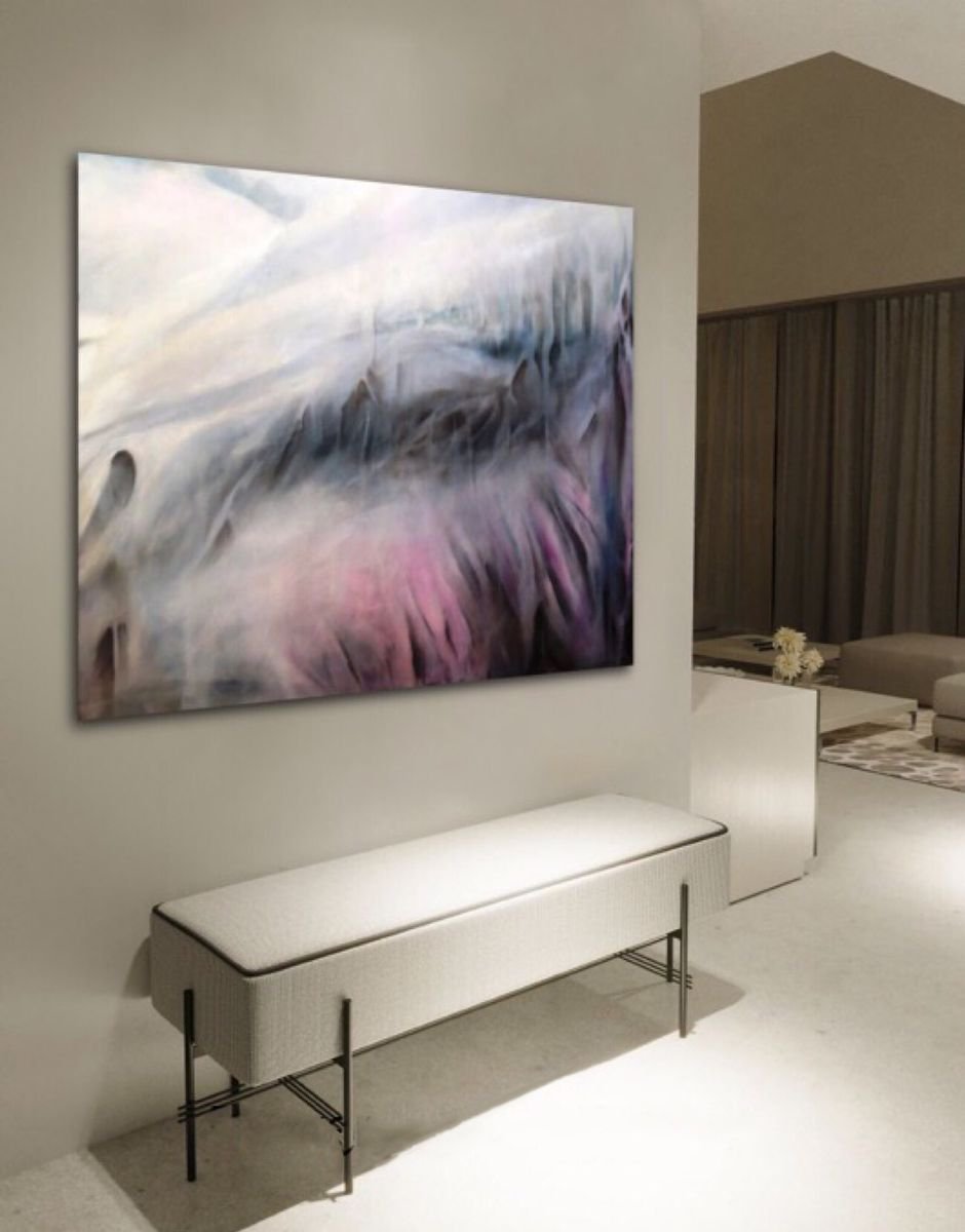 Abstract Oil Painting By Roberta Cervelli, 39 X 31", Soul Folds, Original Artwork