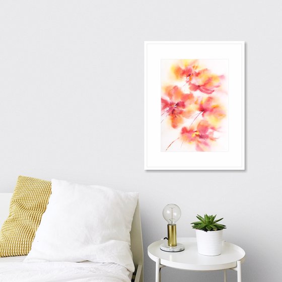 Red flowers, bright floral wall art