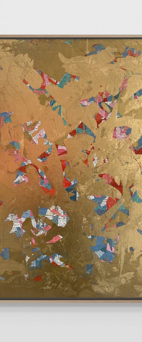Wisdom A - 78cm squ - Tasmanian Oak floating frame - mixed media on canvas by George Hall