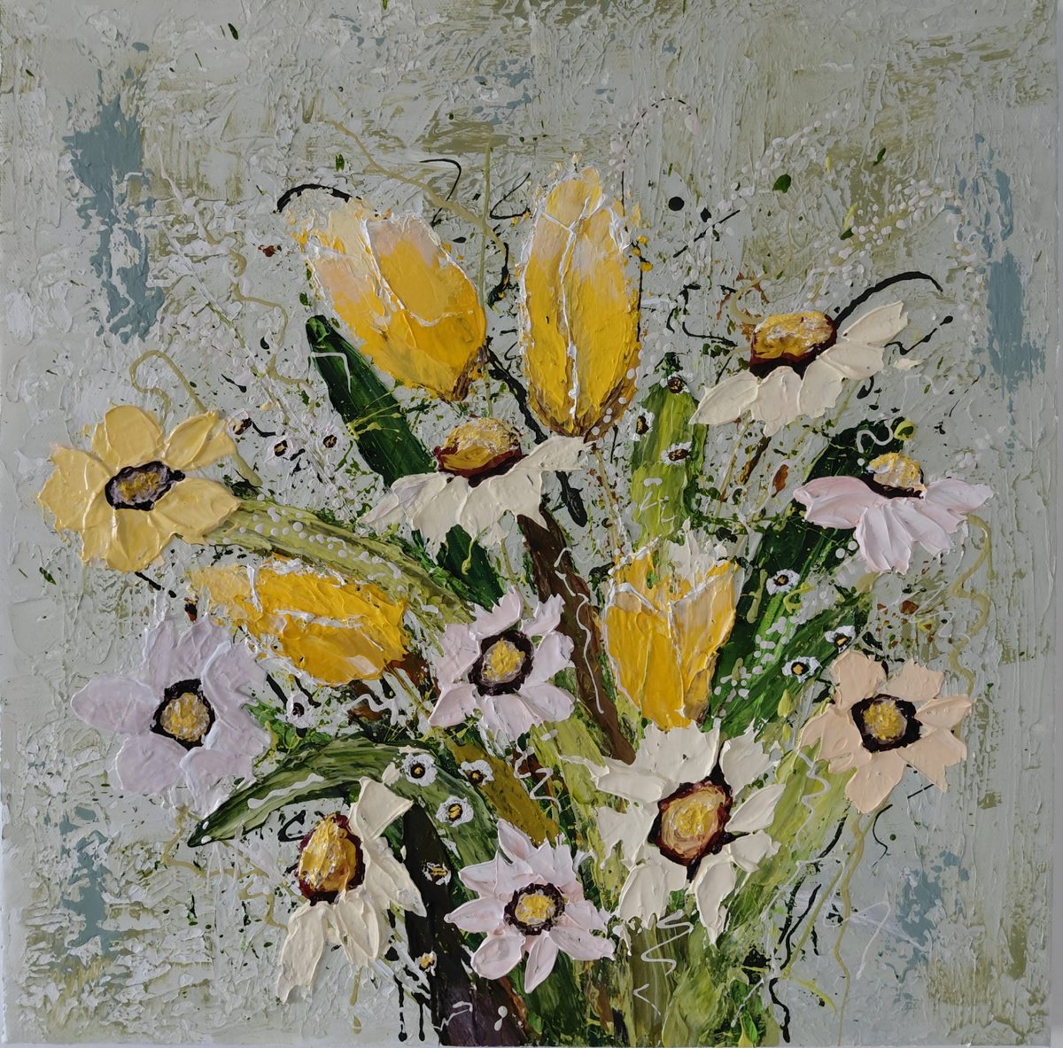 The Stillness Of Blossoming By Cinzia Mancini, 16 X 16, Artwork For Sale On Artfinder