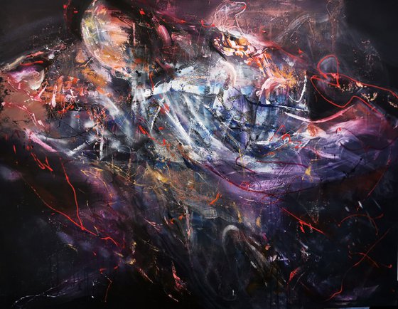 Enigmatic dark beauty abstract large scale xxl painting flyer by master O  Kloska